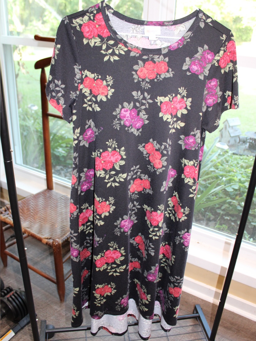 LuLaRoe Carly Floral Swing Dress | Size Small | Black Pink High-Low Dress